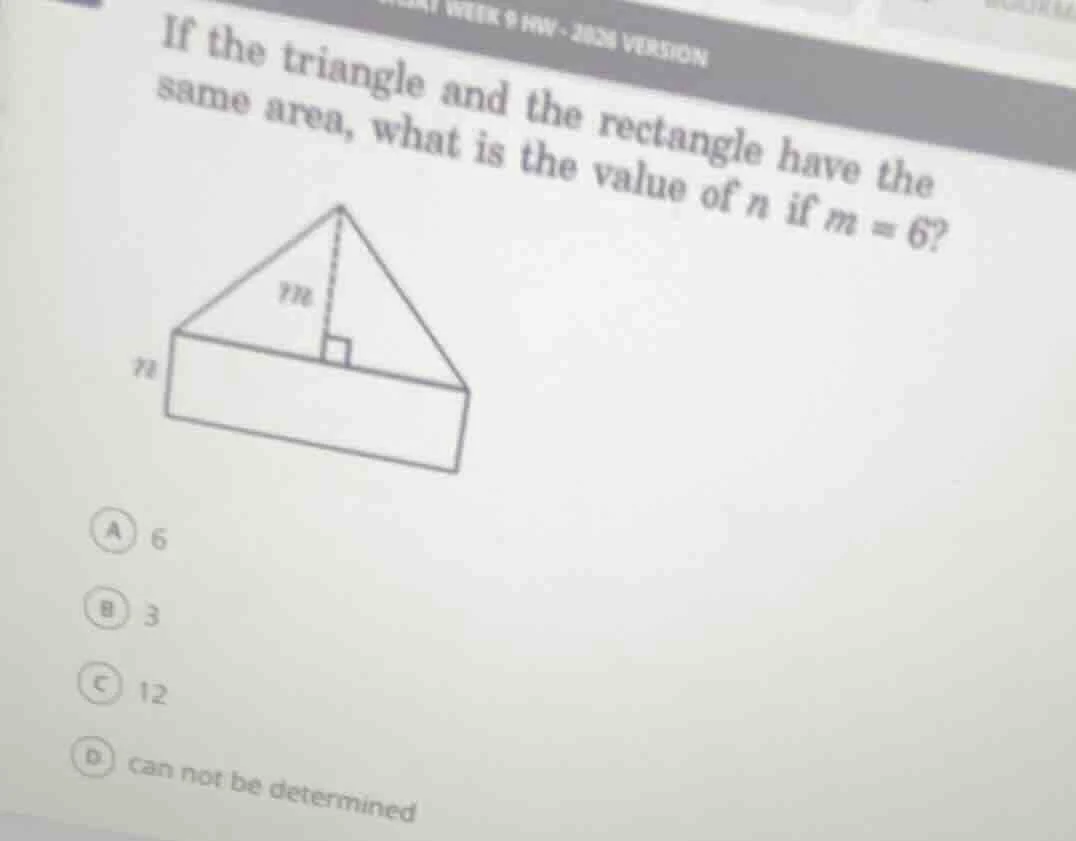 if the triangle and the rectangle have the same area, what is the value…