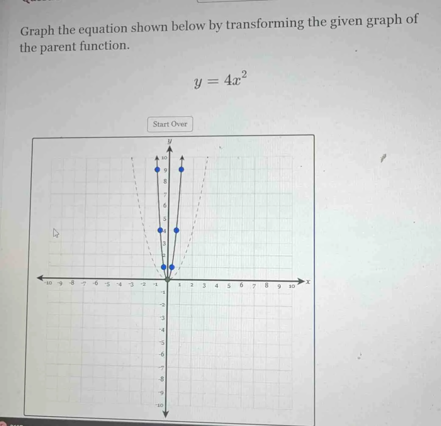 graph the equation shown below by transforming the given graph of the p…