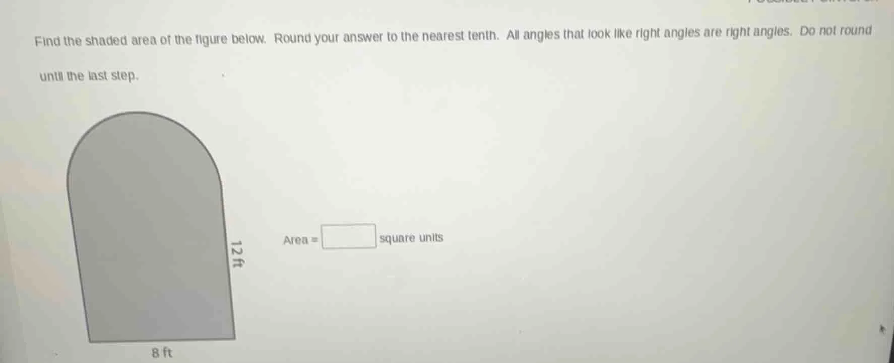 find the shaded area of the figure below. round your answer to the near…