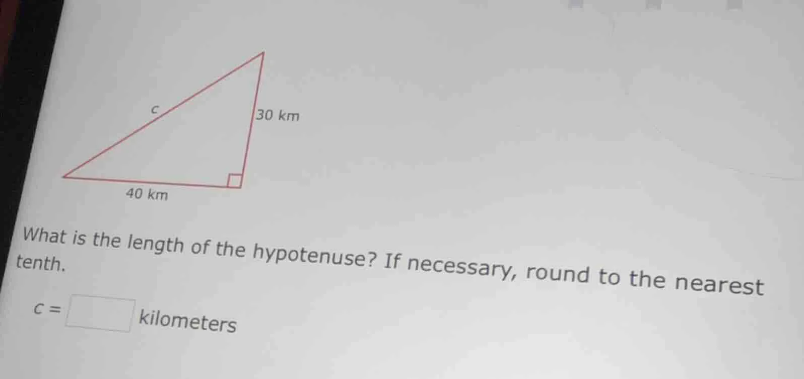 what is the length of the hypotenuse? if necessary, round to the neares…