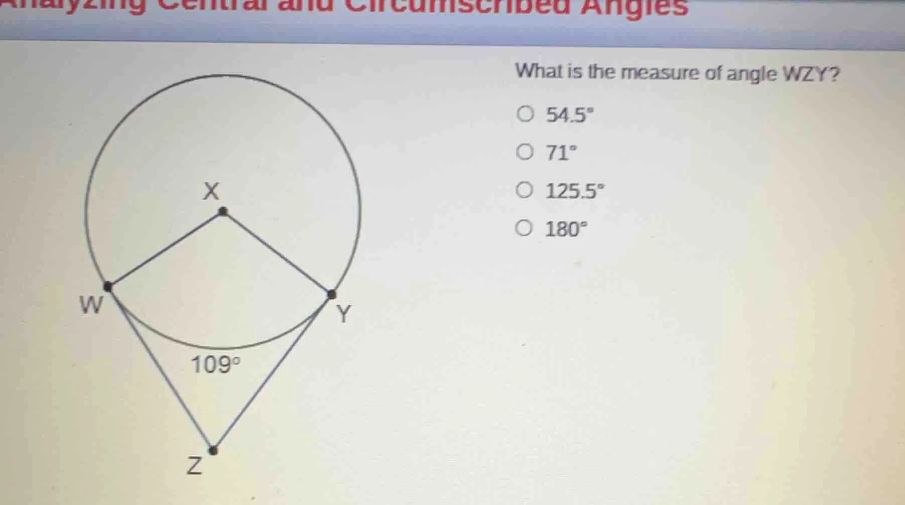 analyzing central and circumscribed angles what is the measure of angle…