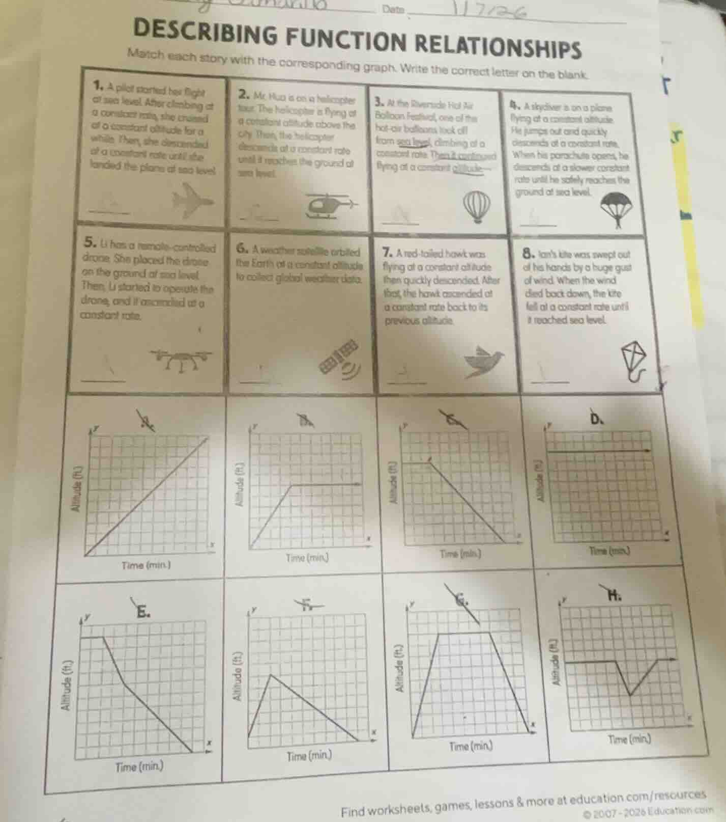 describing function relationships match each story with the correspondi…