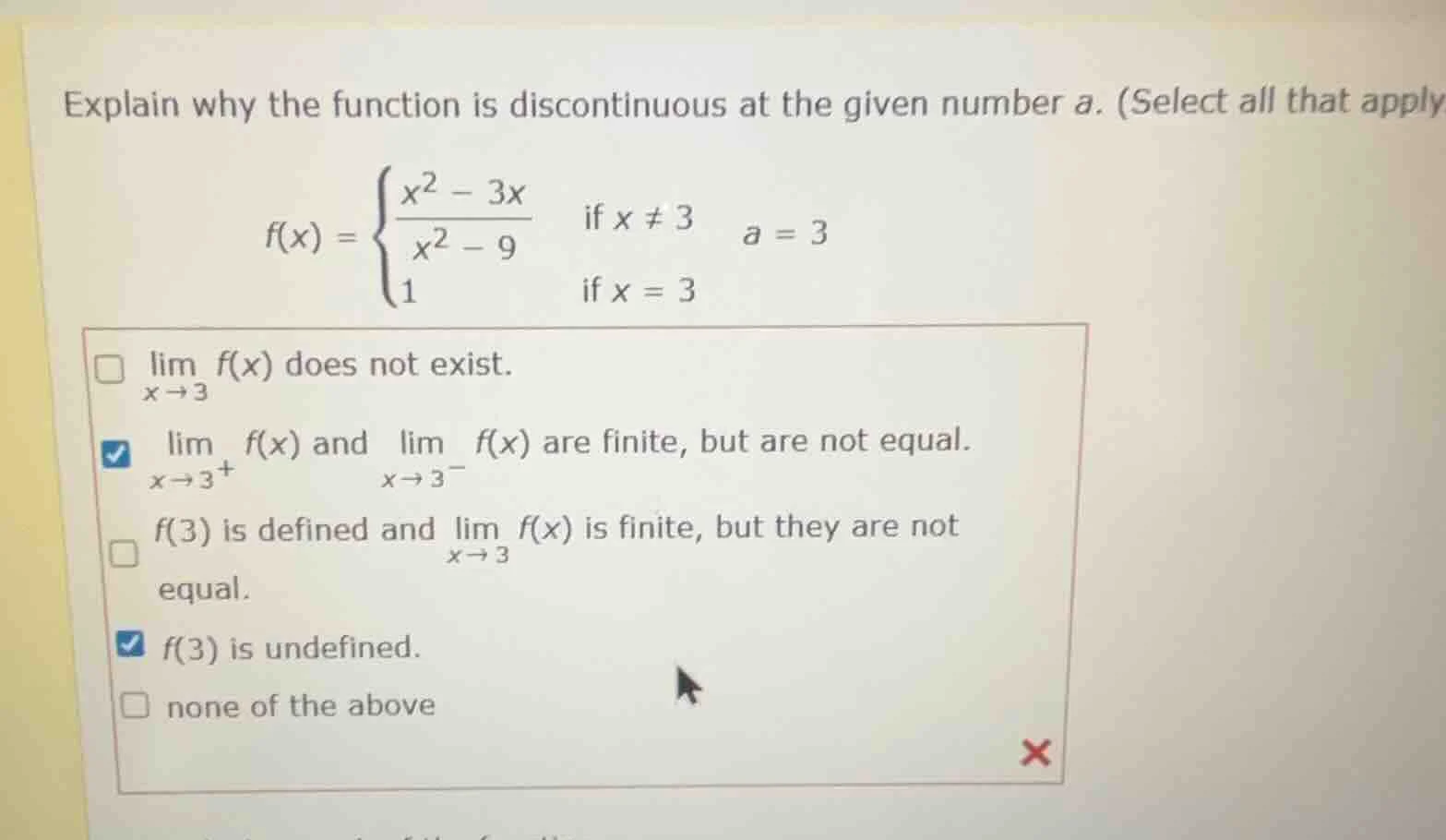 explain why the function is discontinuous at the given number a. (selec…