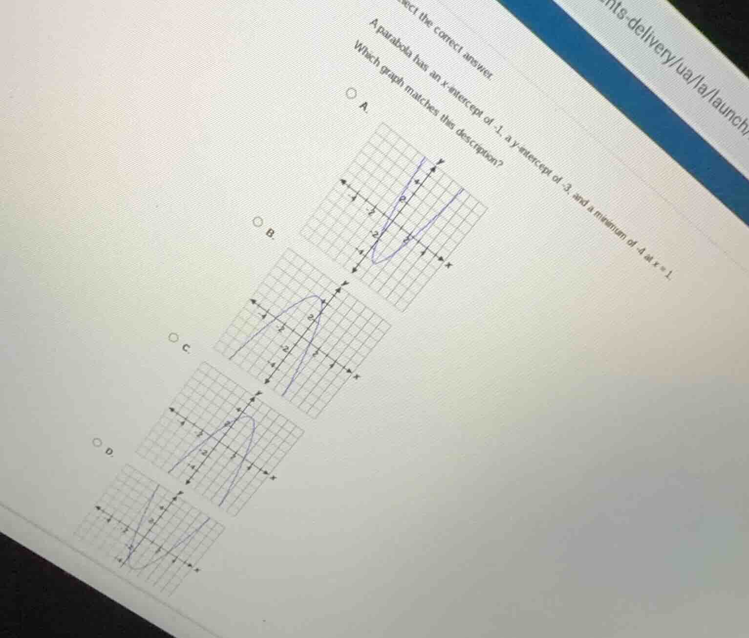 a parabola has an x - intercept of - 1, a y - intercept of - 3, and a m…