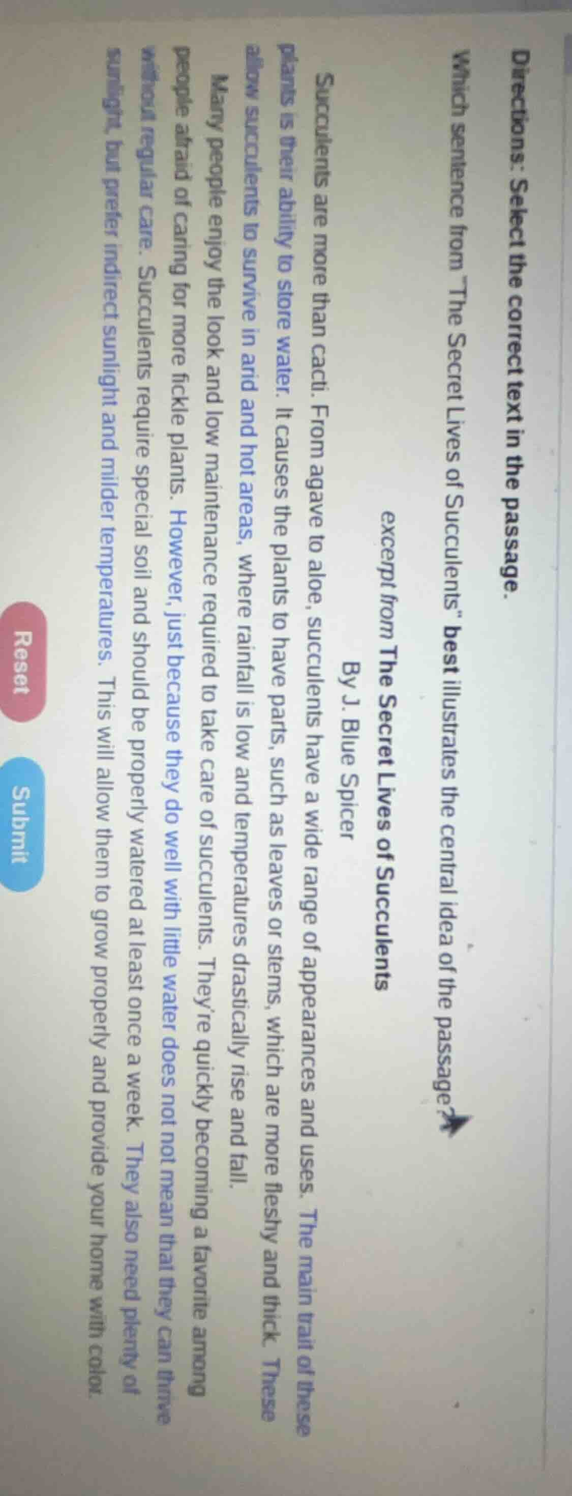 directions: select the correct text in the passage. which sentence from…