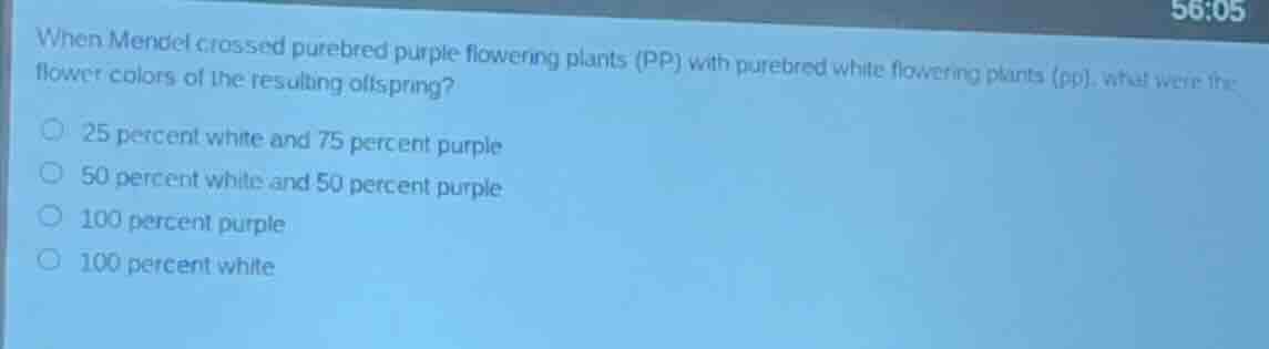 when mendel crossed purebred purple flowering plants (pp) with purebred…