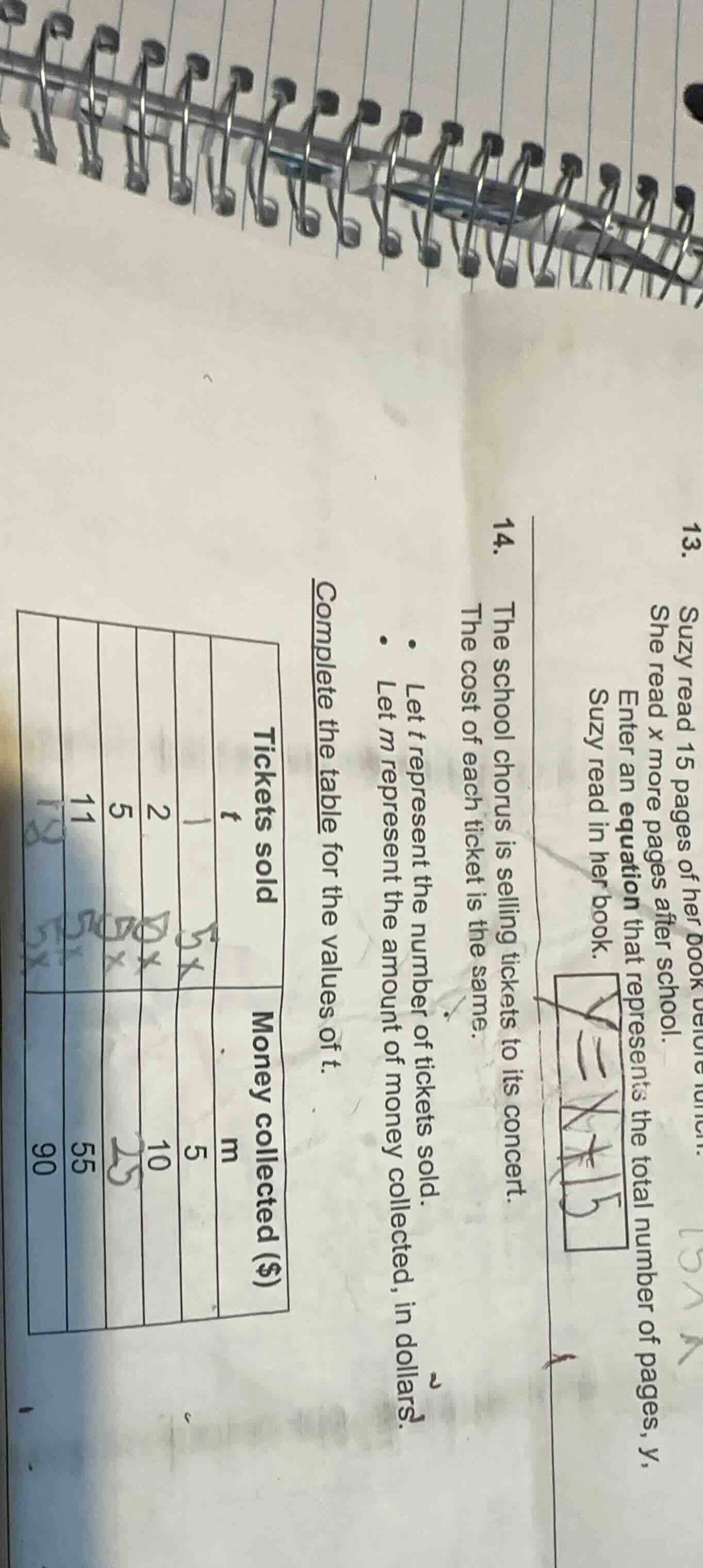 14. the school chorus is selling tickets to its concert. the cost of ea…