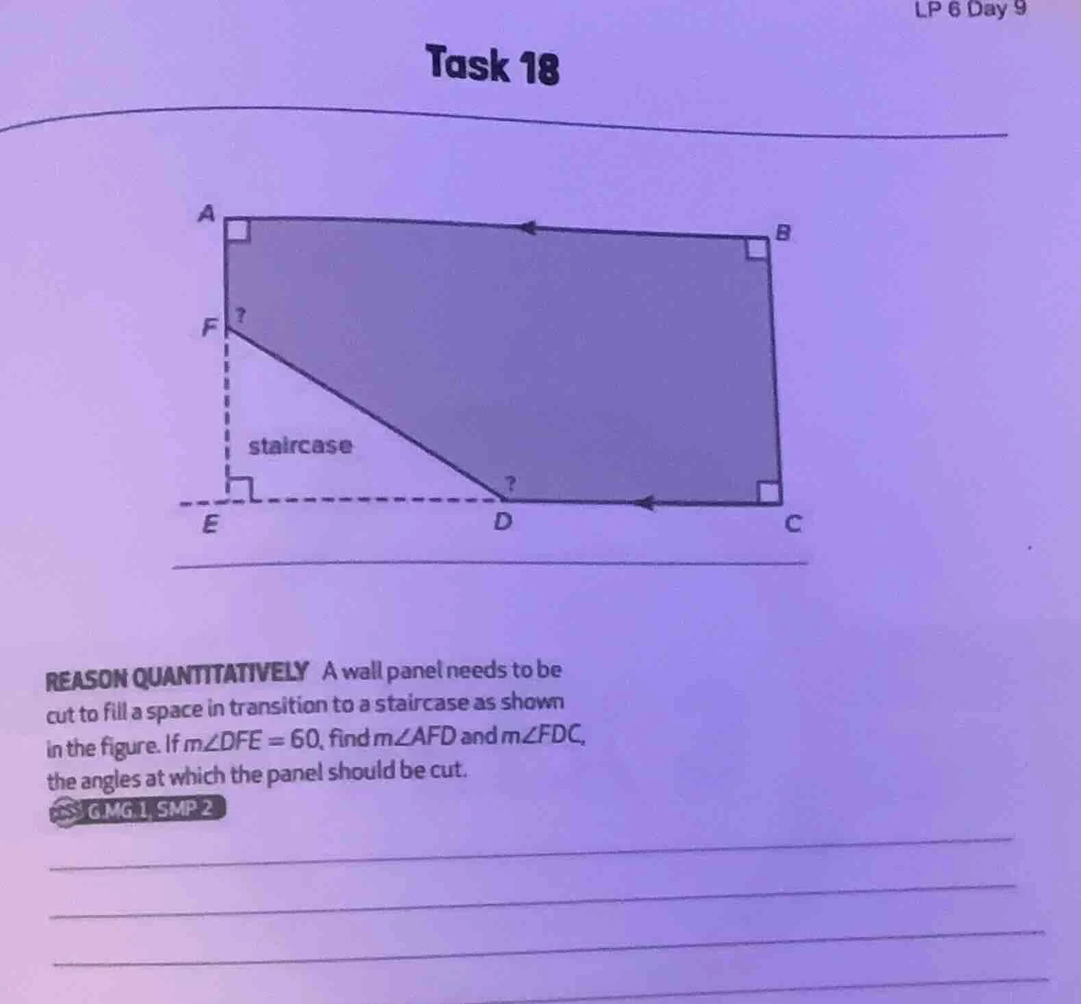 lp 6 day 9 task 18 reason quantitatively a wall panel needs to be cut t…