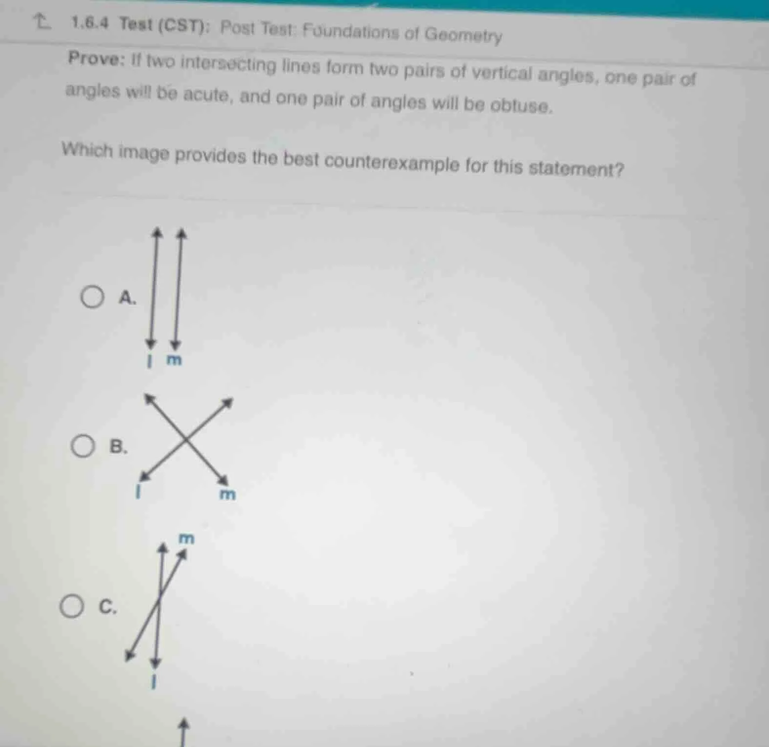 1.6.4 test (cst): post test: foundations of geometry prove: if two inte…