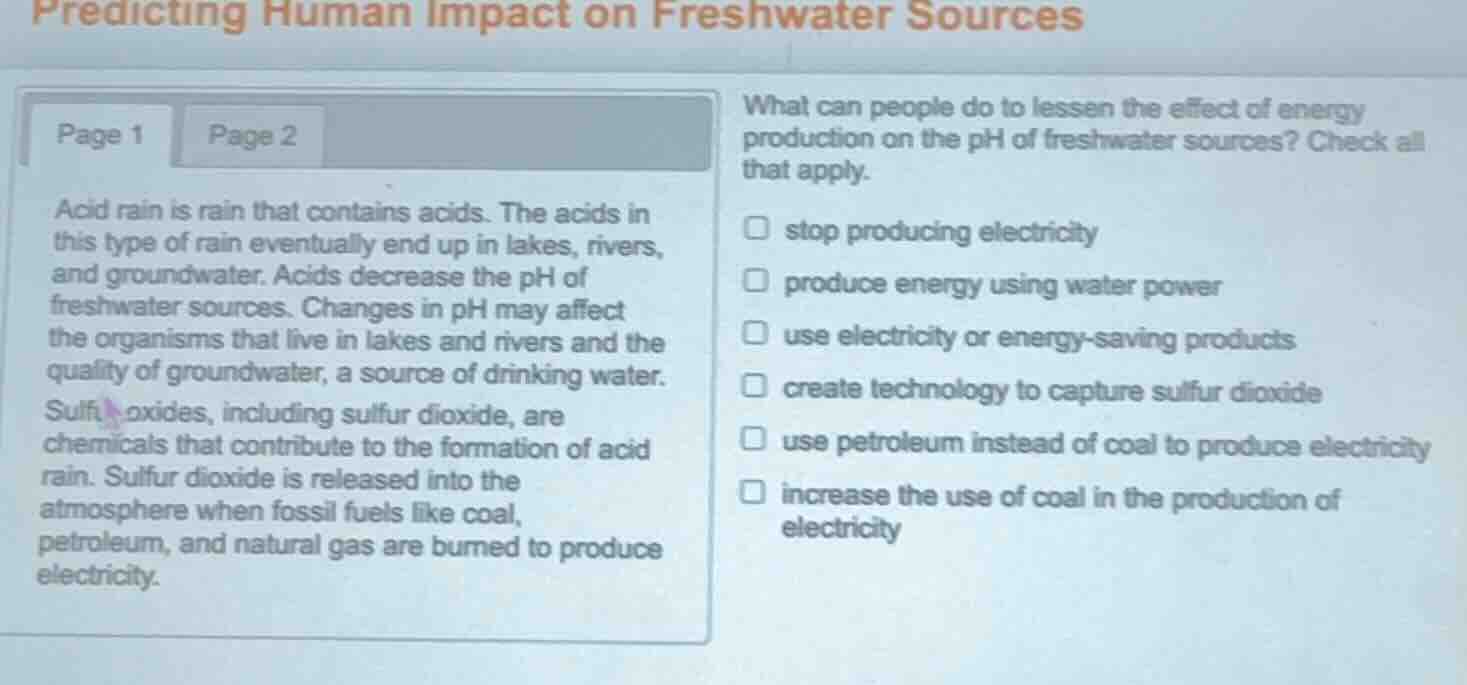 predicting human impact on freshwater sources page 1 page 2 acid rain i…