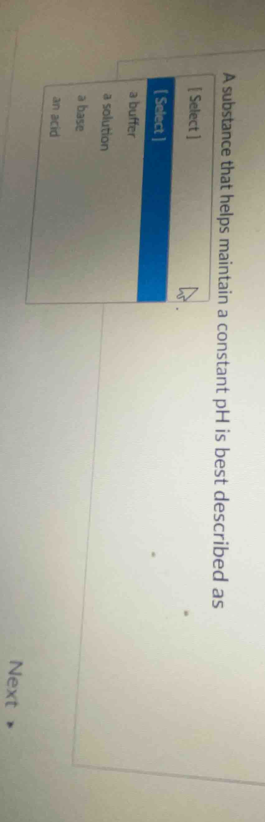 a substance that helps maintain a constant ph is best described as sele…