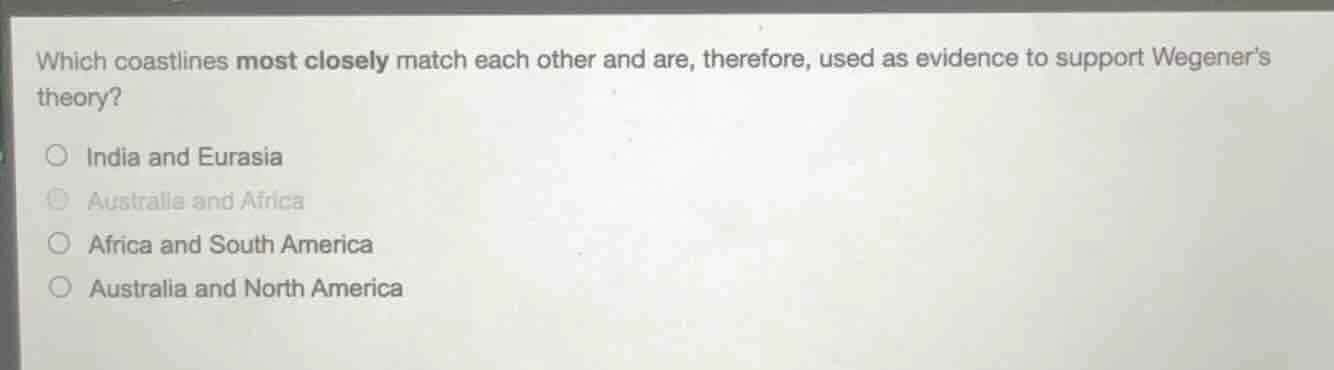 which coastlines most closely match each other and are, therefore, used…