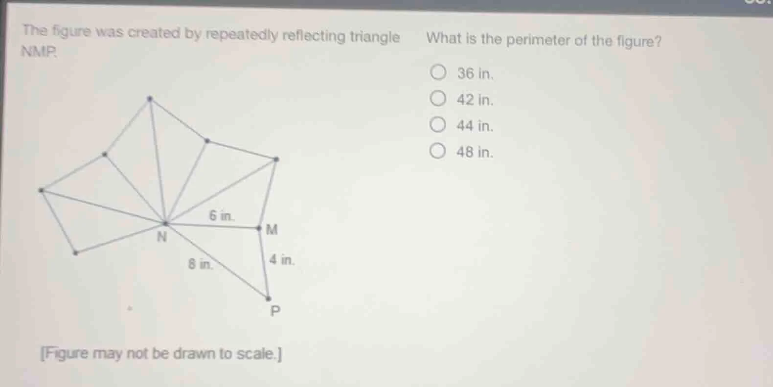 the figure was created by repeatedly reflecting triangle nmp. what is t…