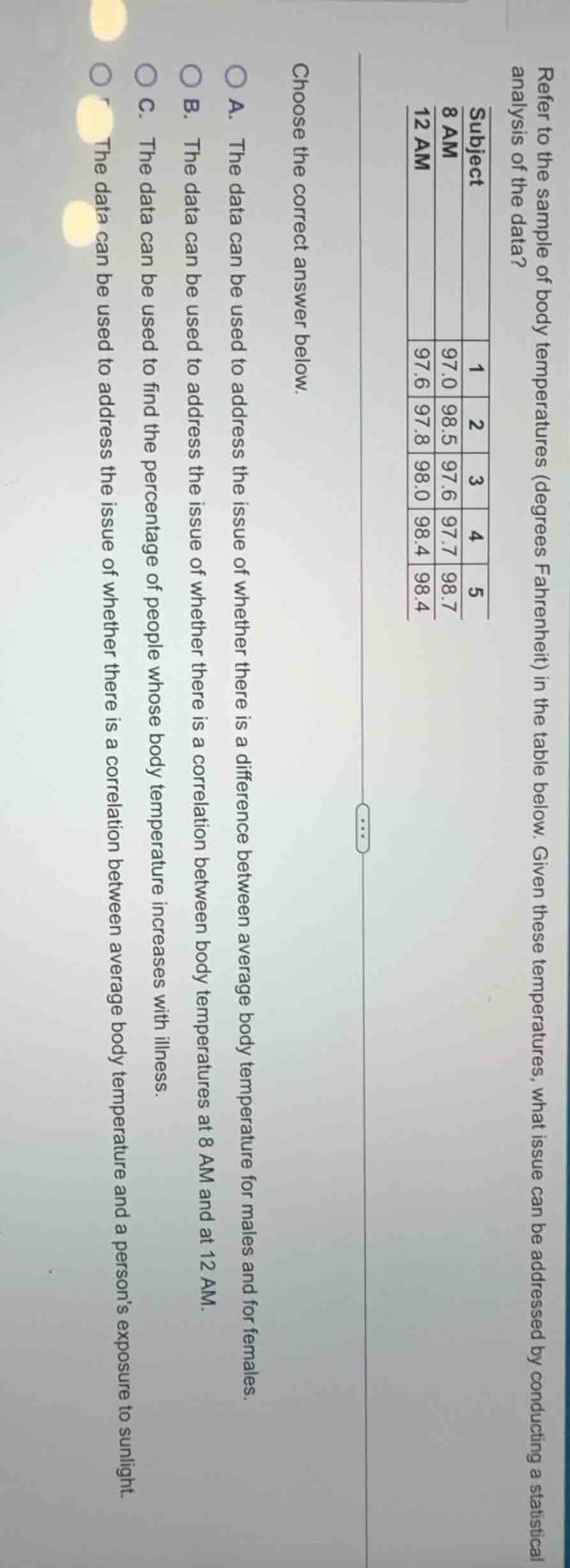 refer to the sample of body temperatures (degrees fahrenheit) in the ta…