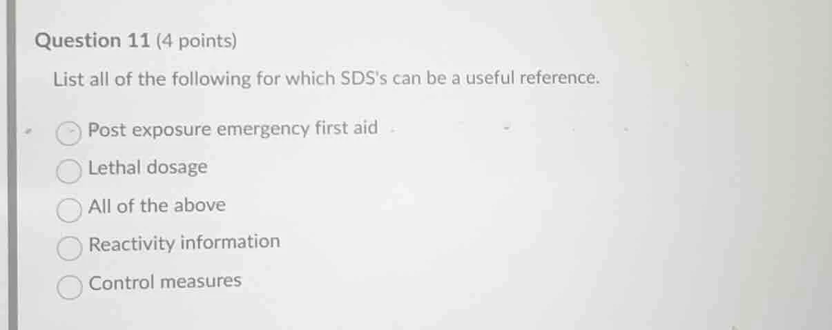 question 11 (4 points) list all of the following for which sdss can be …