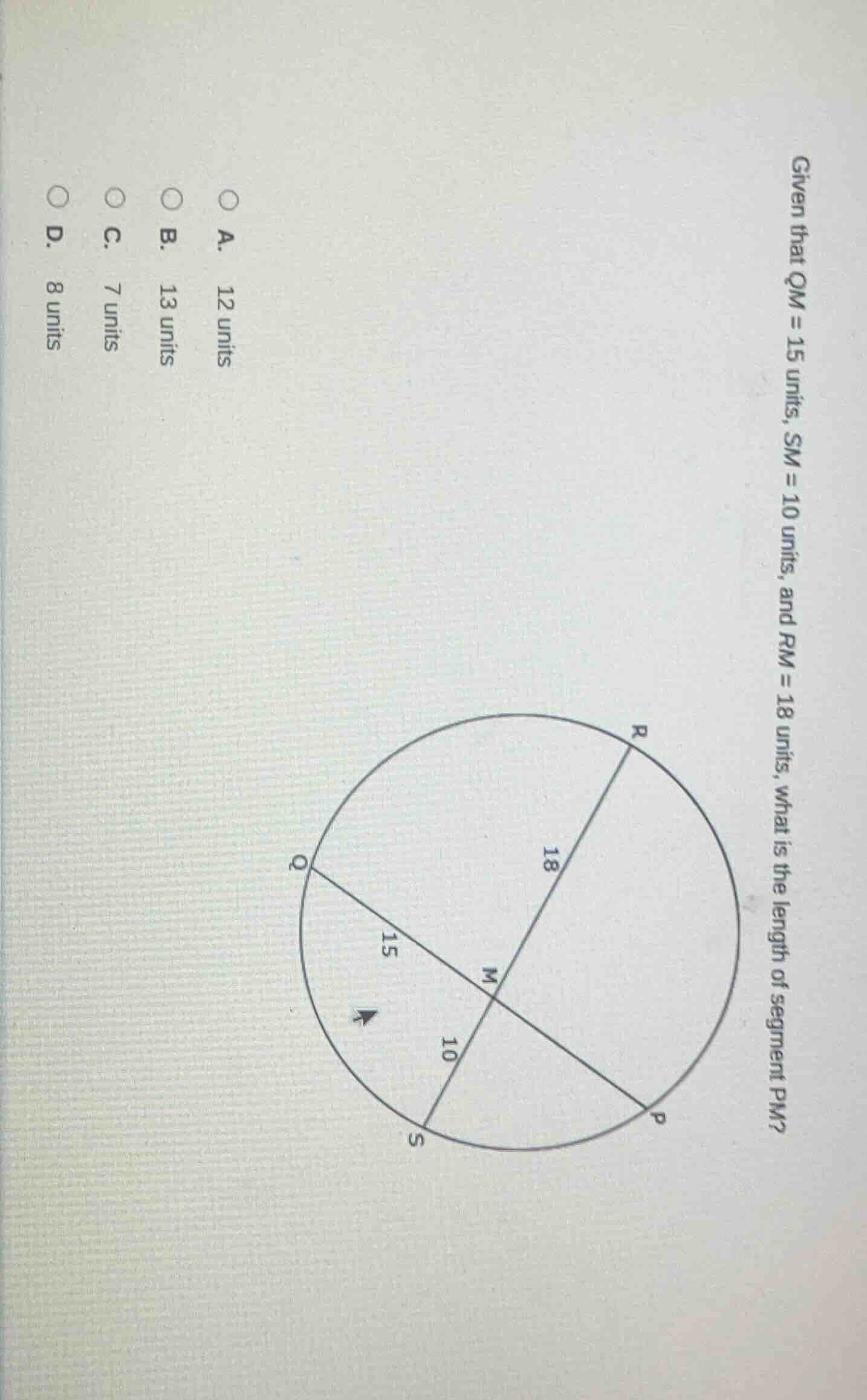 given that qm = 15 units, sm = 10 units, and rm = 18 units, what is the…