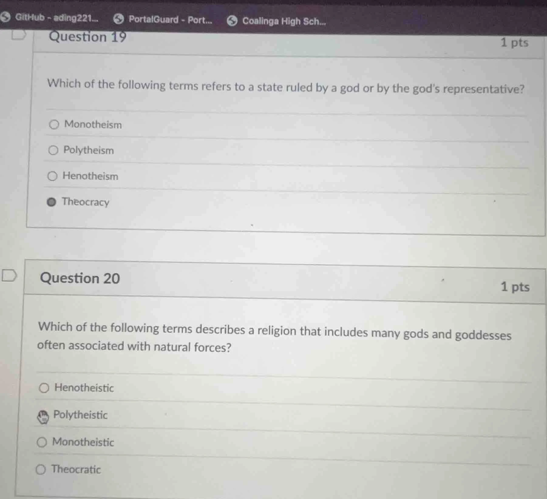 question 19 1 pts which of the following terms refers to a state ruled …