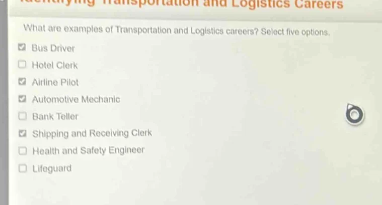identifying transportation and logistics careers what are examples of t…