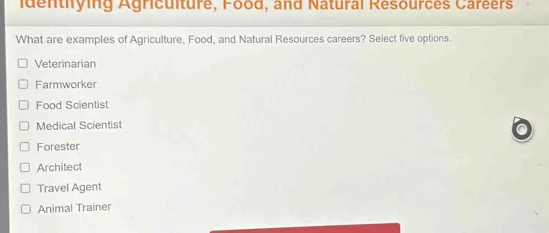 identifying agriculture, food, and natural resources careers what are e…