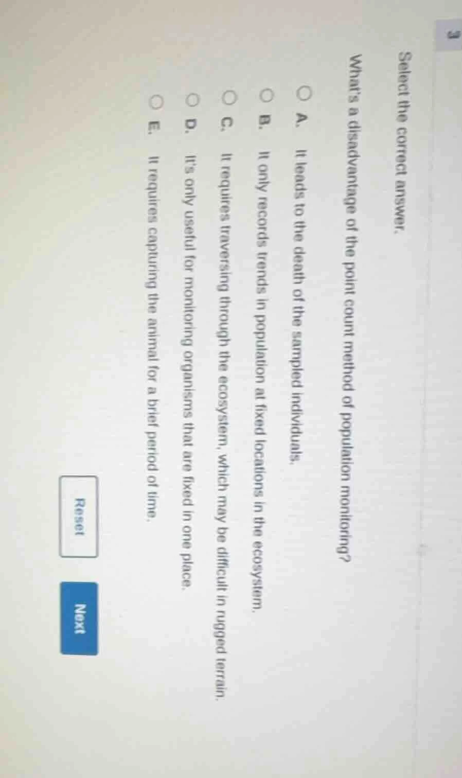 select the correct answer. what’s a disadvantage of the point count met…