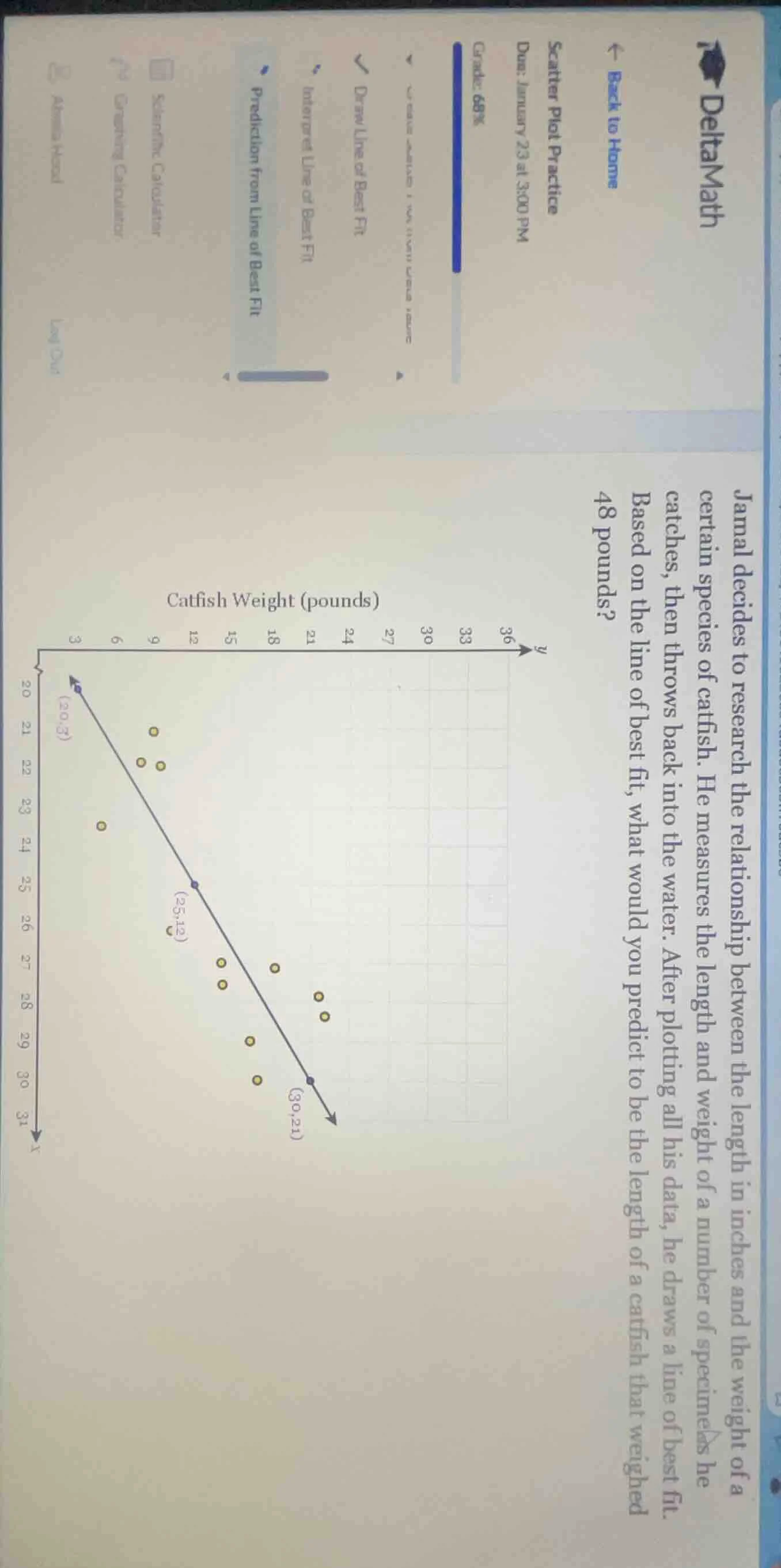 jamal decides to research the relationship between the length in inches…