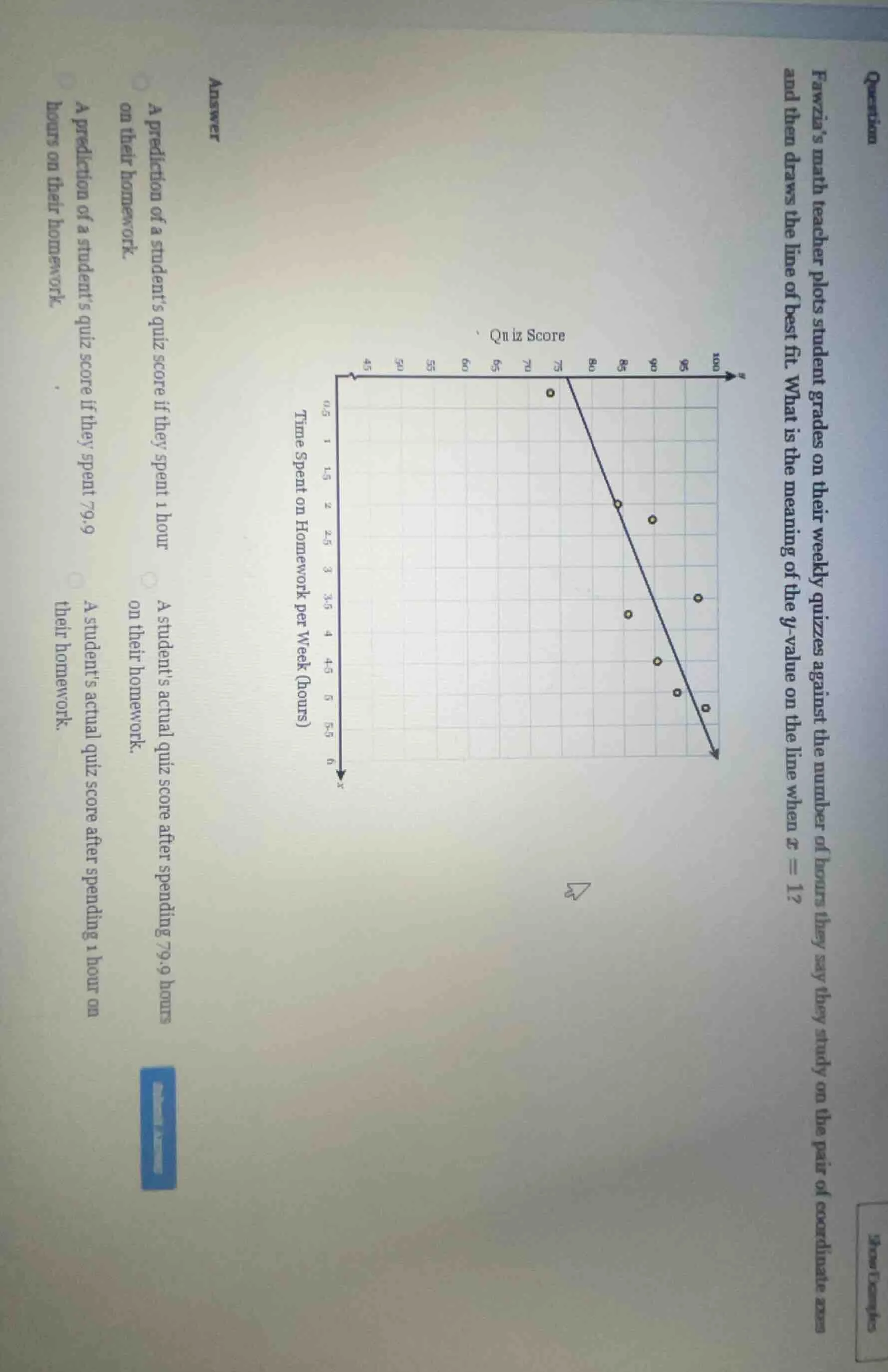 question fawzias math teacher plots student grades on their weekly quiz…