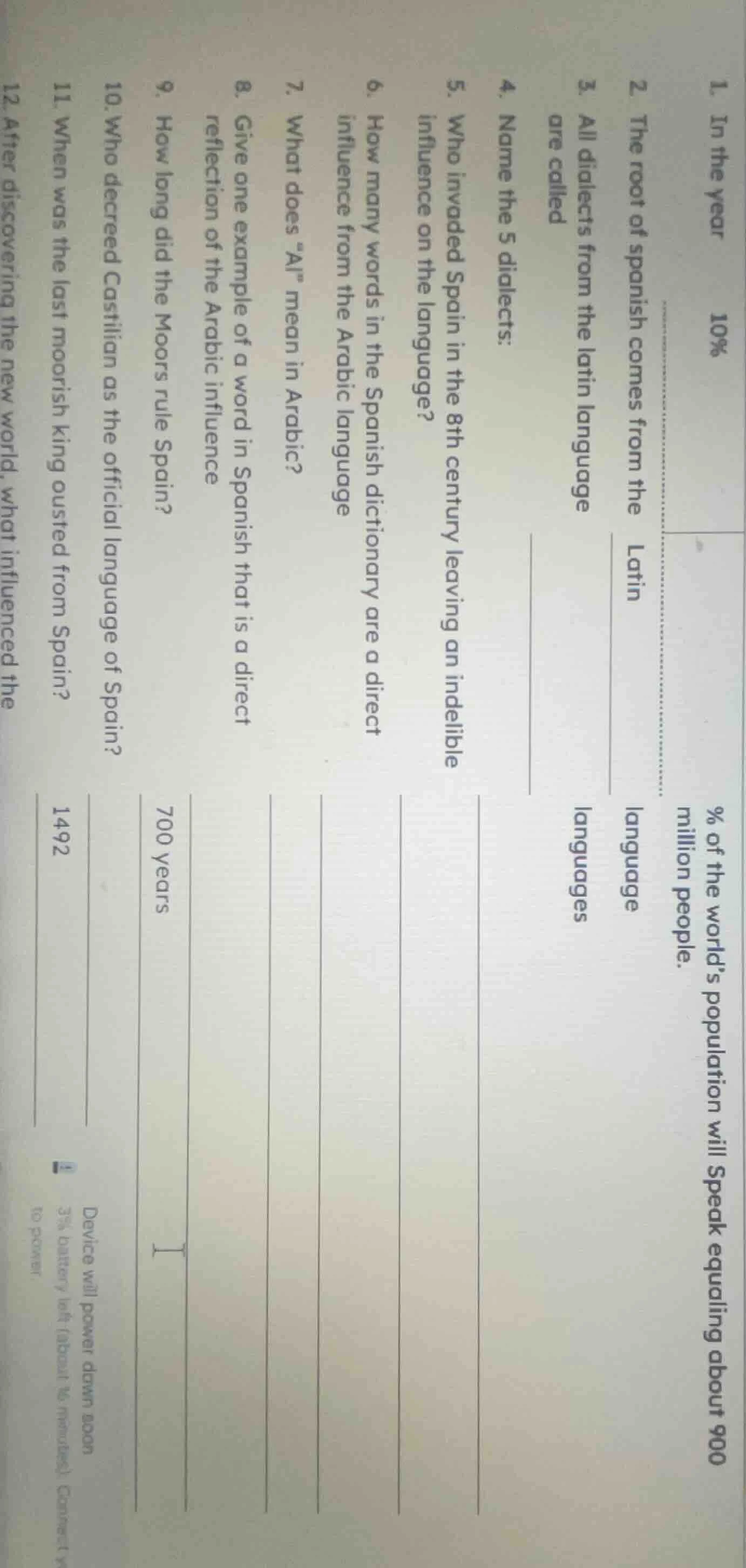 1. in the year 10% of the world’s population will speak equaling about …