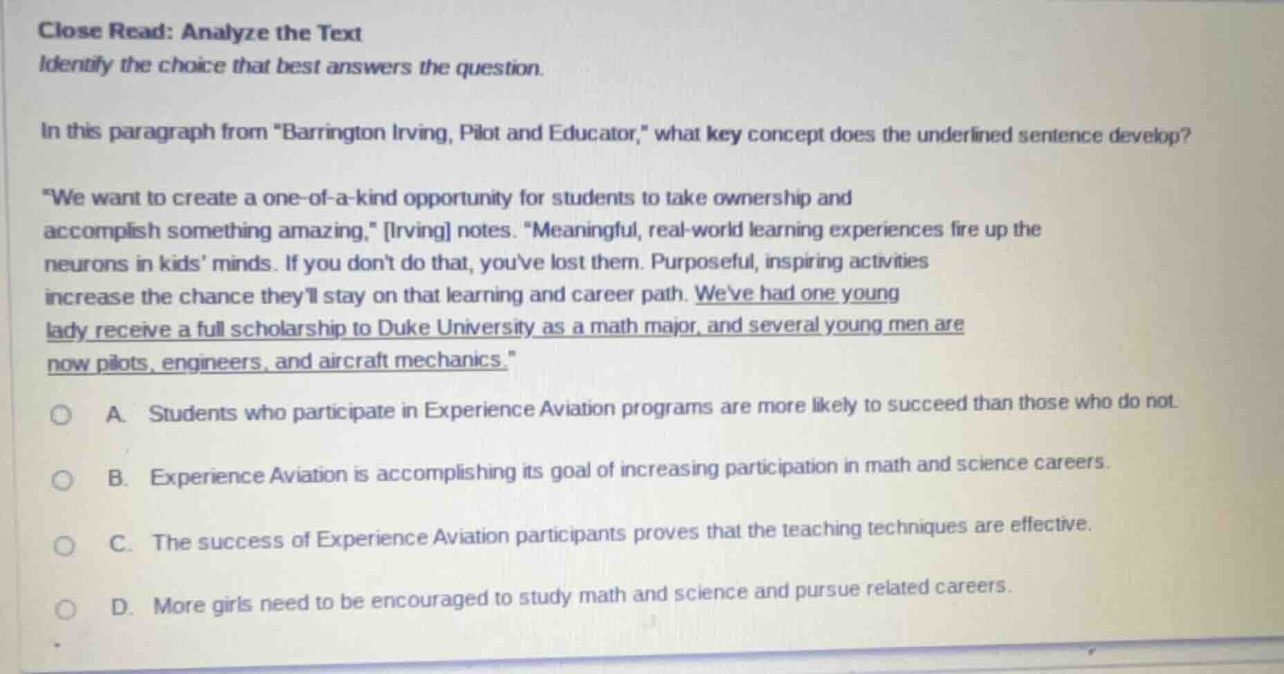 close read: analyze the text identify the choice that best answers the …