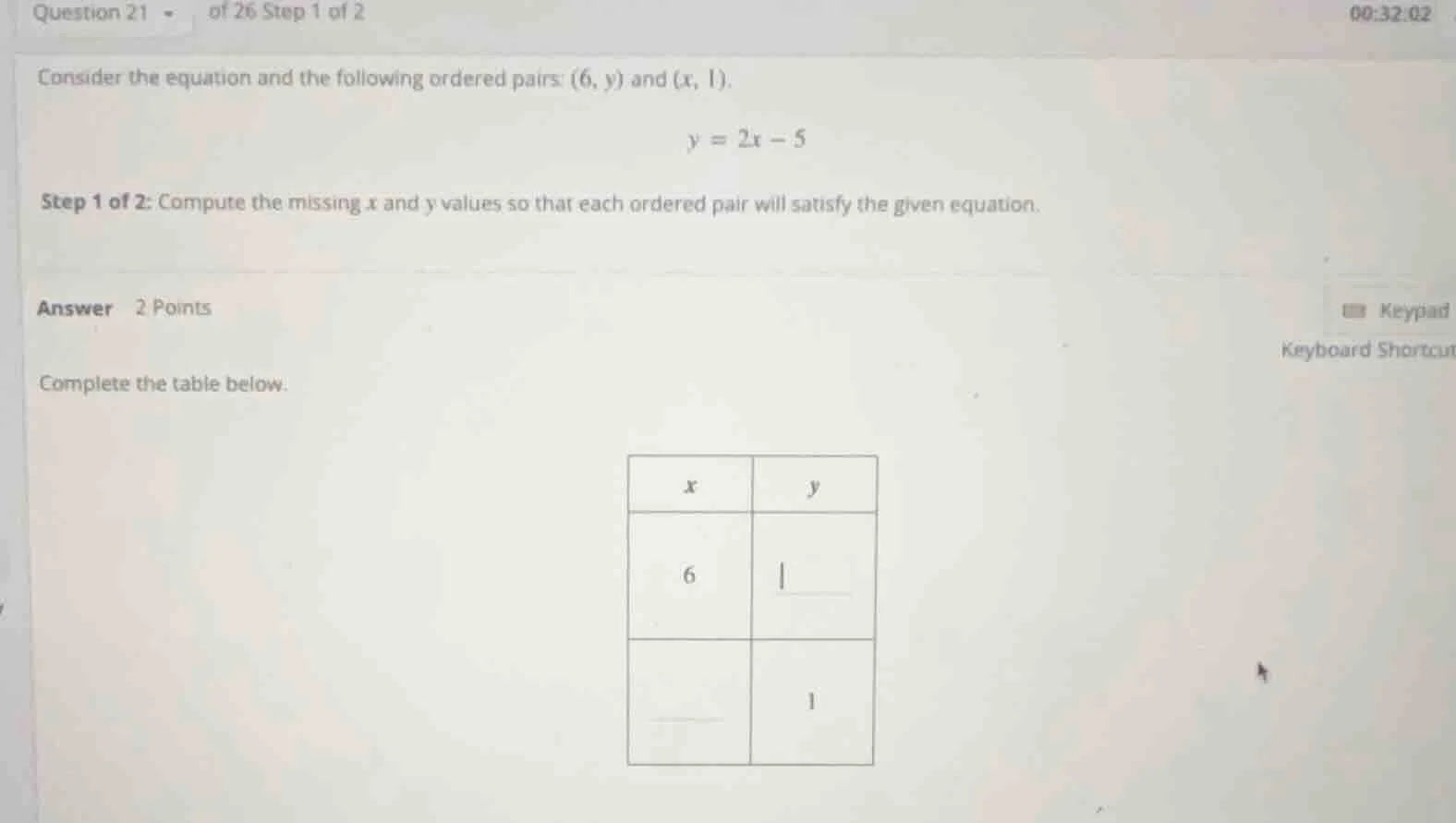 question 21 of 26 step 1 of 2 consider the equation and the following o…