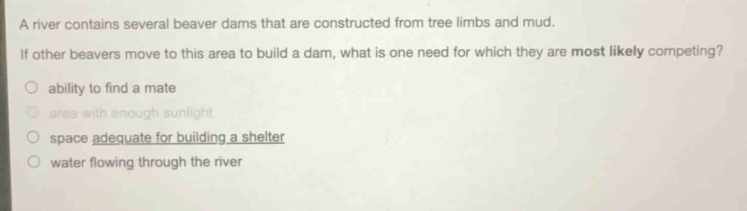 a river contains several beaver dams that are constructed from tree lim…