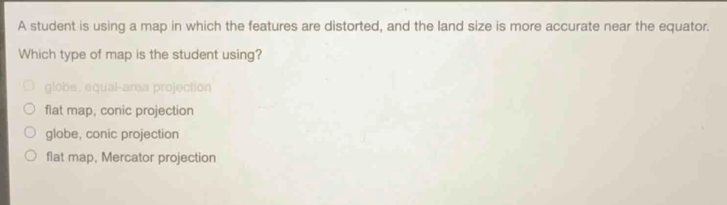 a student is using a map in which the features are distorted, and the l…