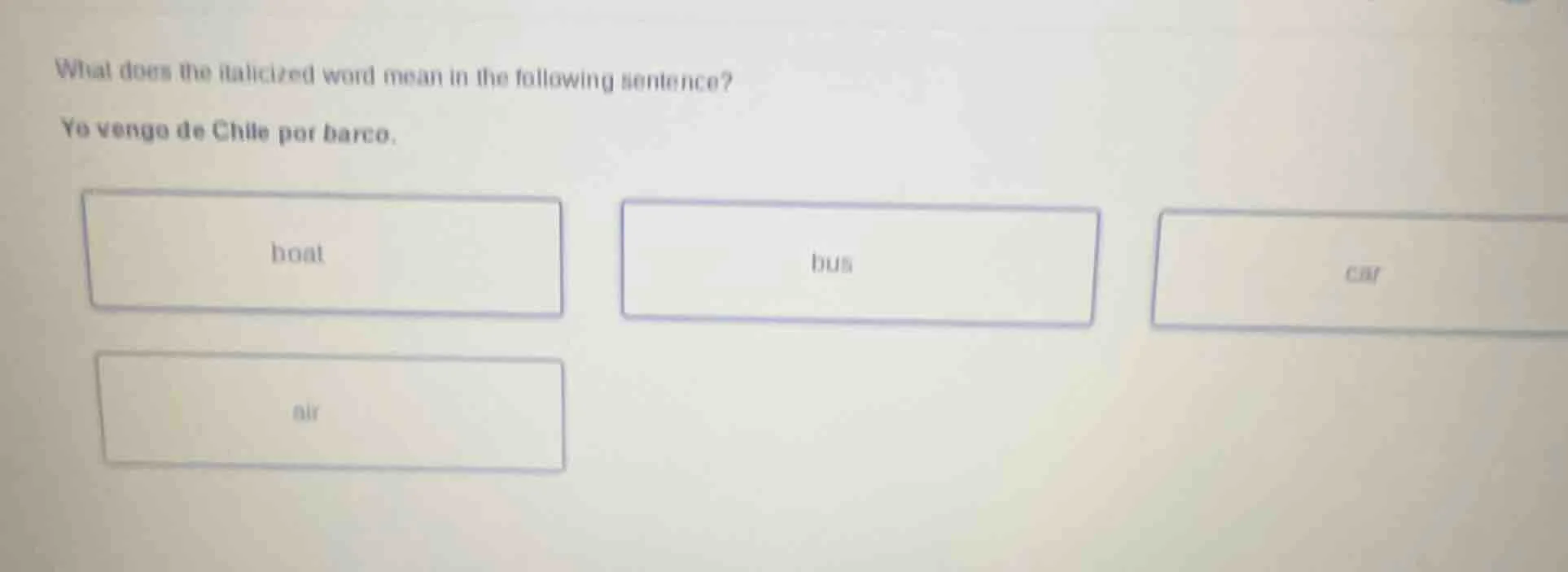 what does the italicized word mean in the following sentence? yo vengo …