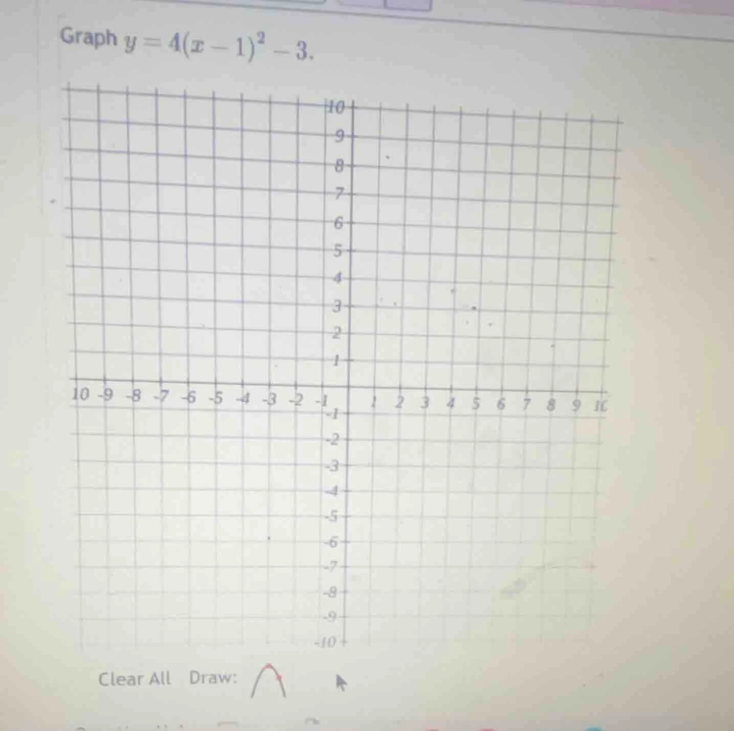 graph $y = 4(x - 1)^2 - 3$.