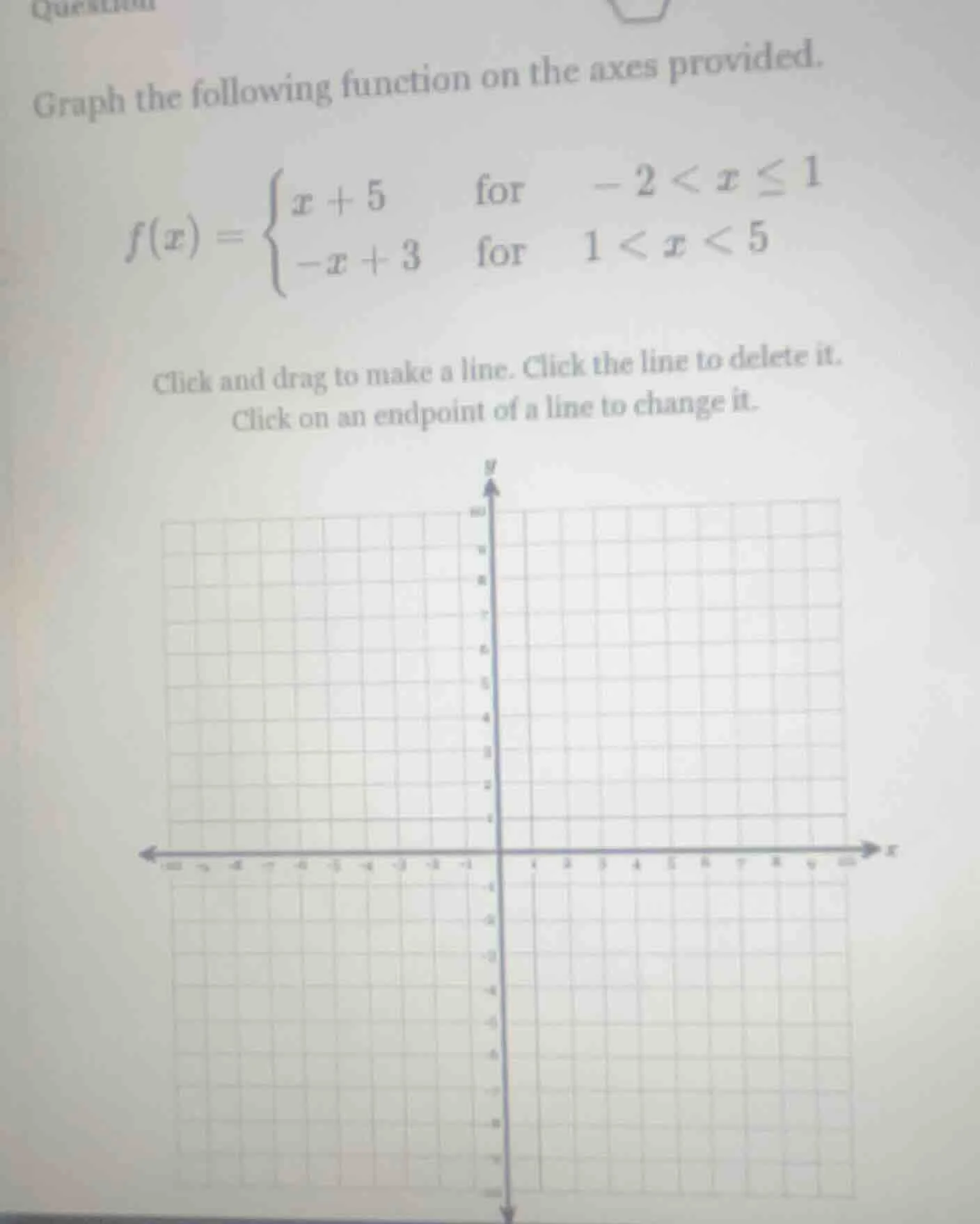 graph the following function on the axes provided. $f(x) = \\begin{case…