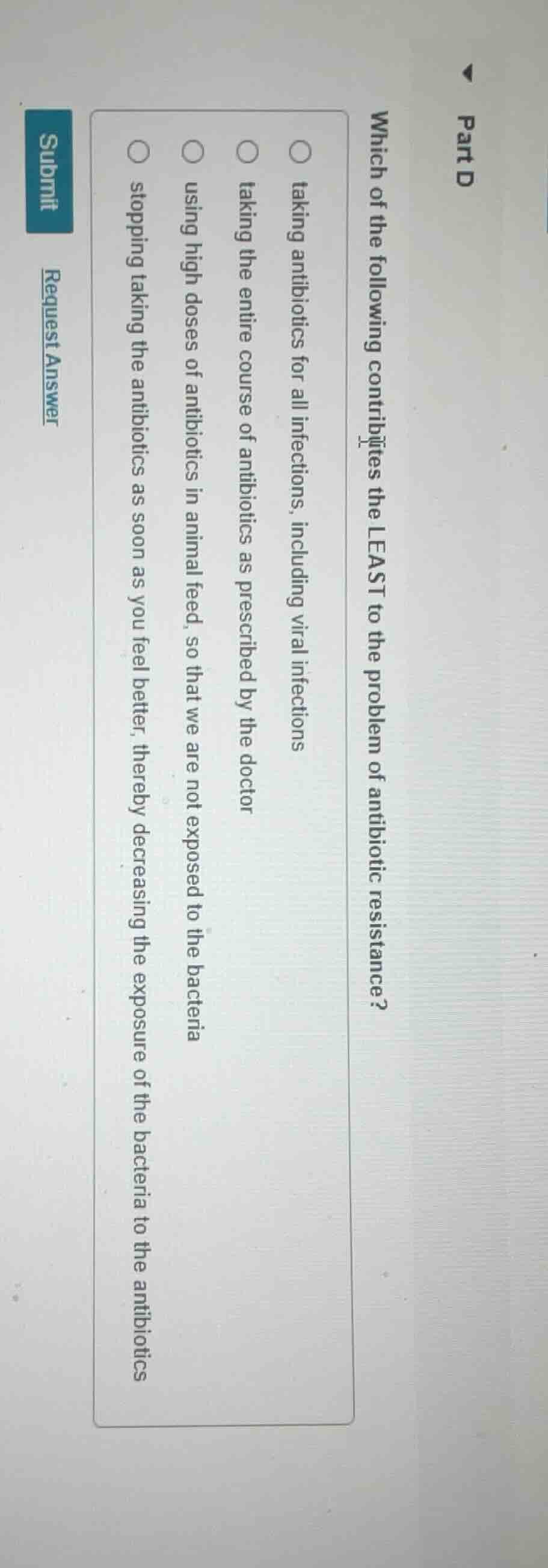 part d which of the following contributes the least to the problem of a…
