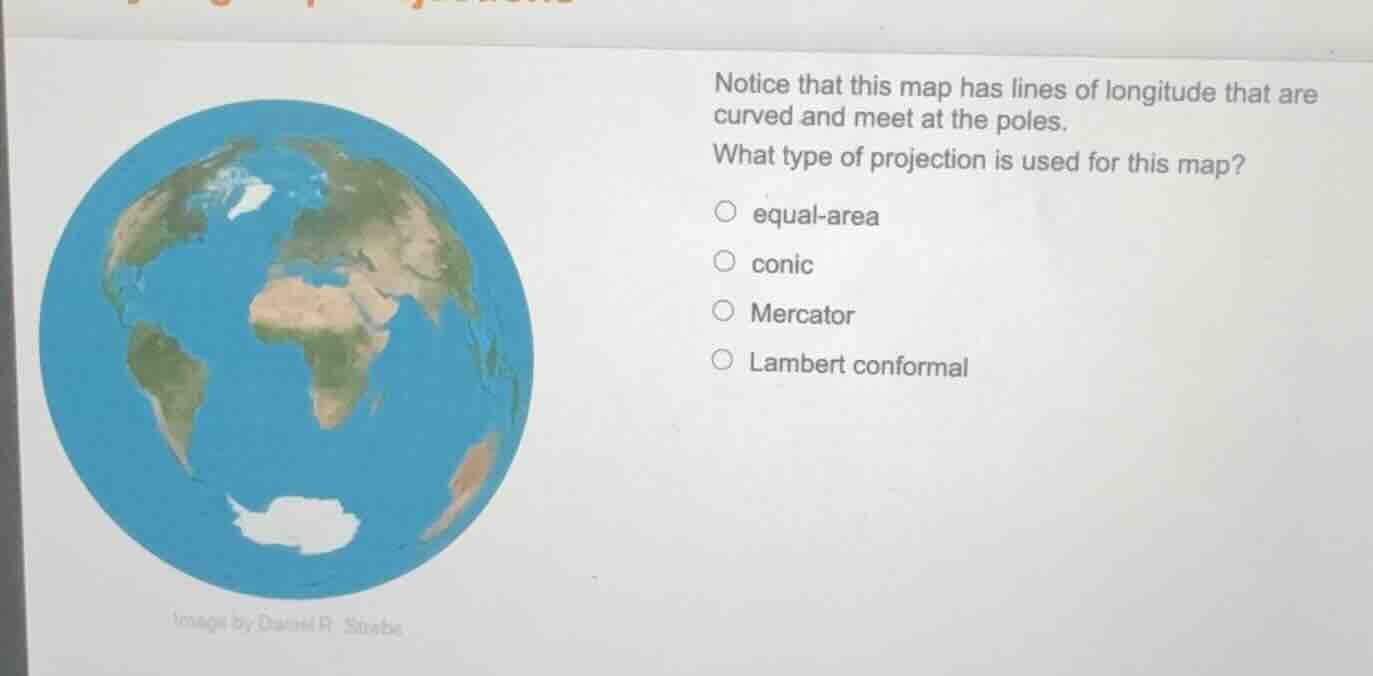 notice that this map has lines of longitude that are curved and meet at…