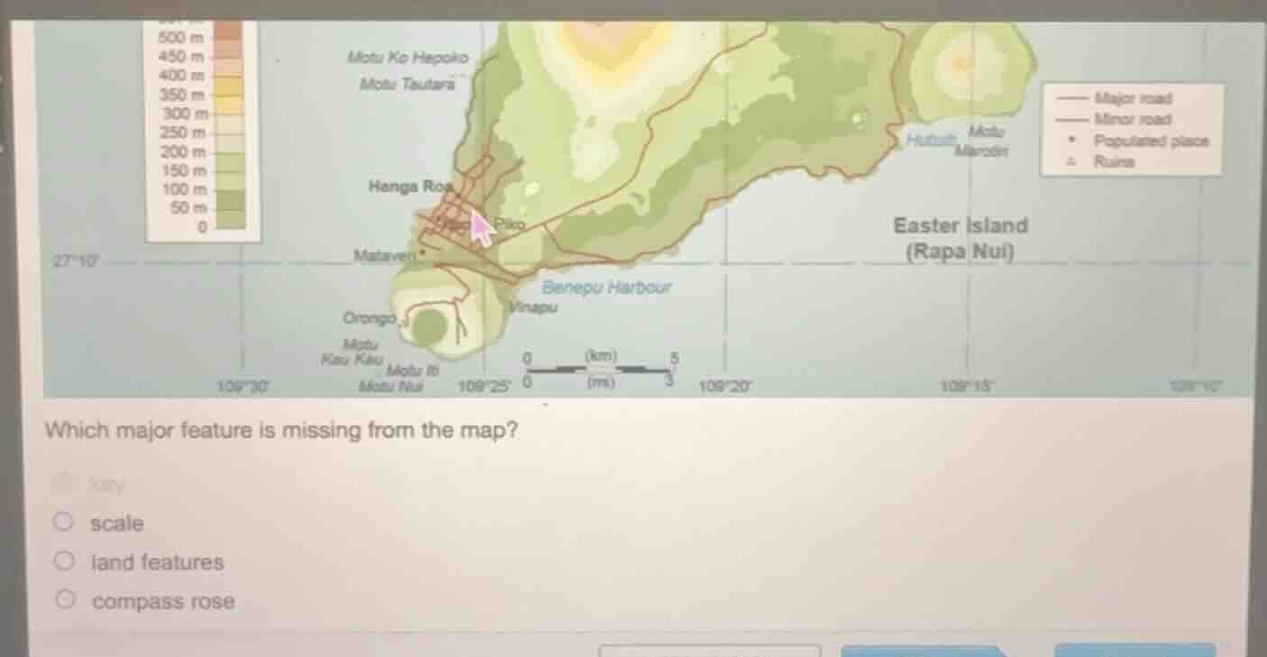 which major feature is missing from the map? scale land features compas…