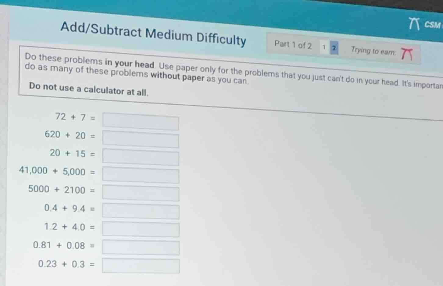 add/subtract medium difficulty part 1 of 2 1 2 trying to earn: do these…