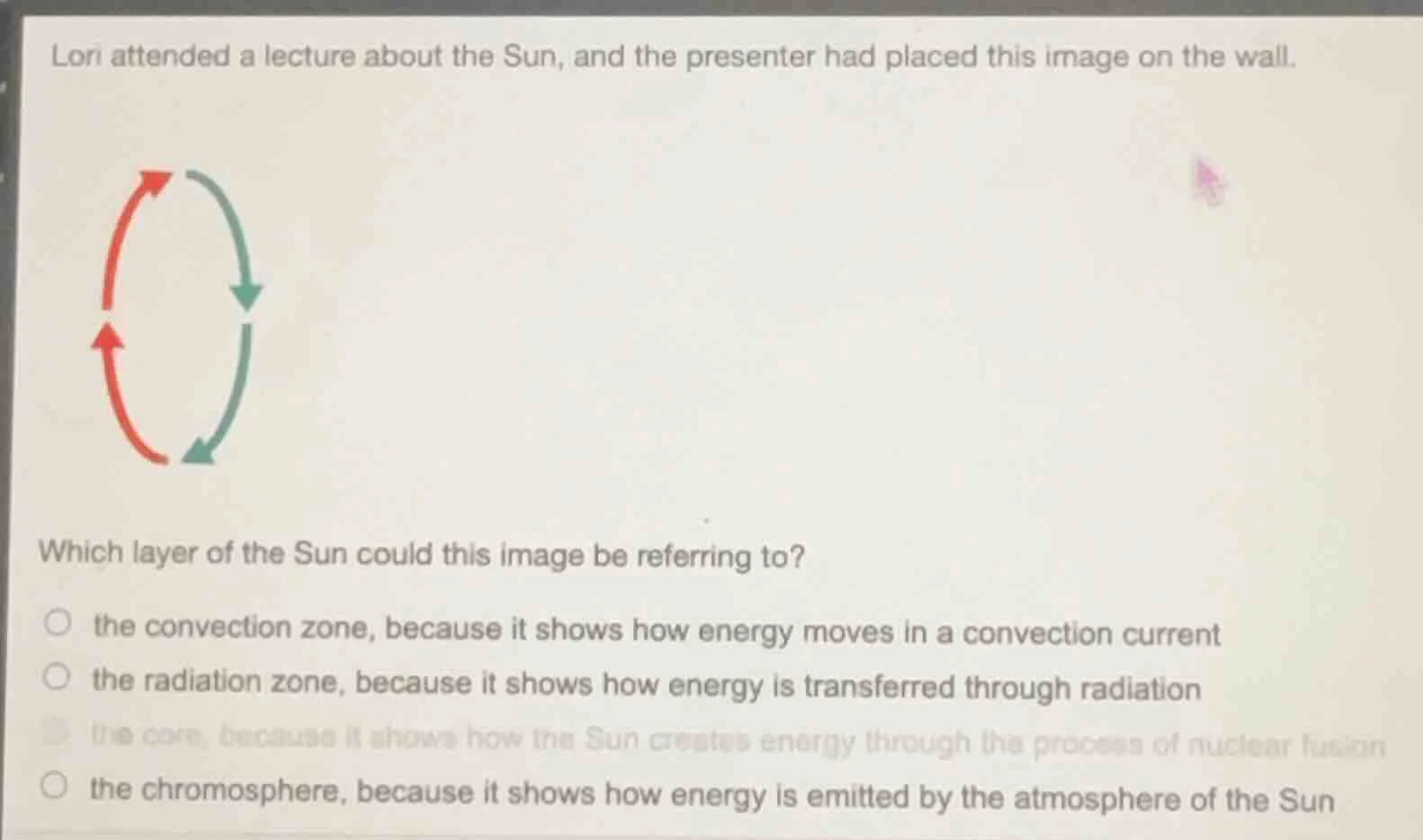 lori attended a lecture about the sun, and the presenter had placed thi…