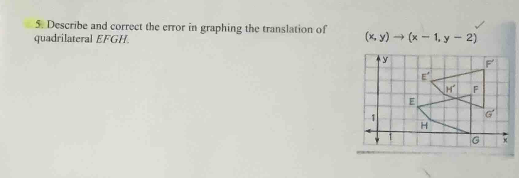 5. describe and correct the error in graphing the translation of quadri…