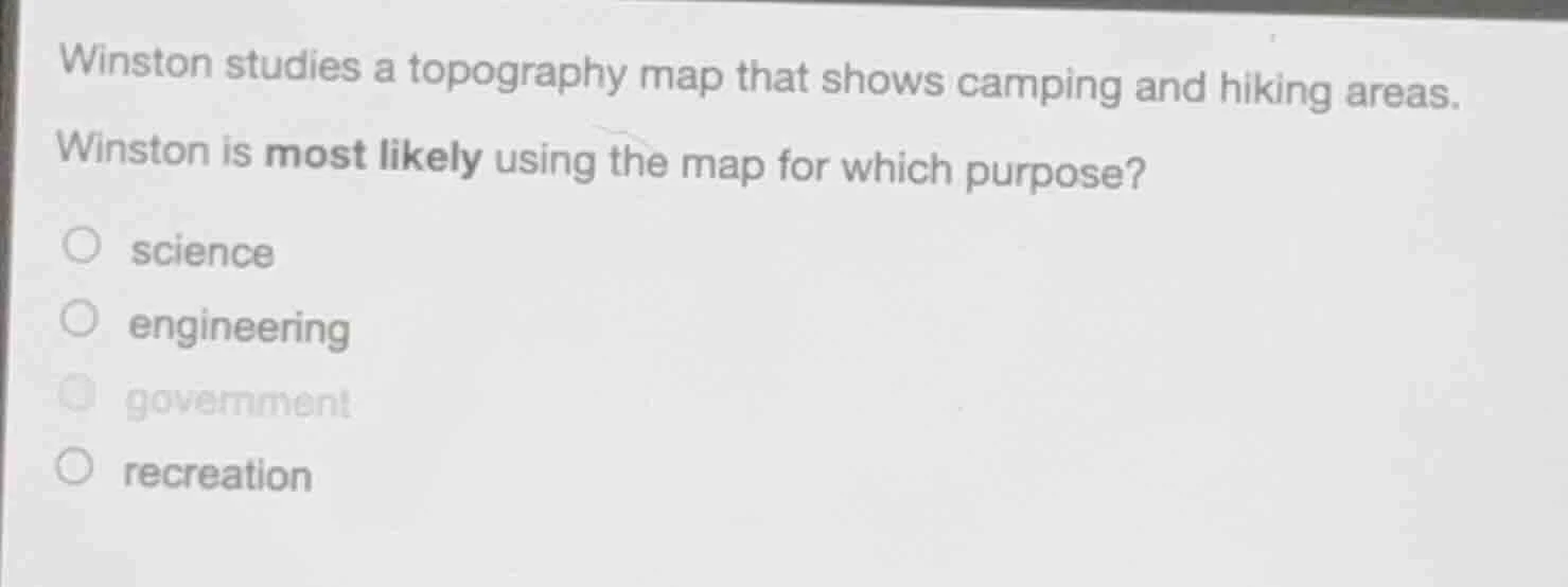 winston studies a topography map that shows camping and hiking areas. w…