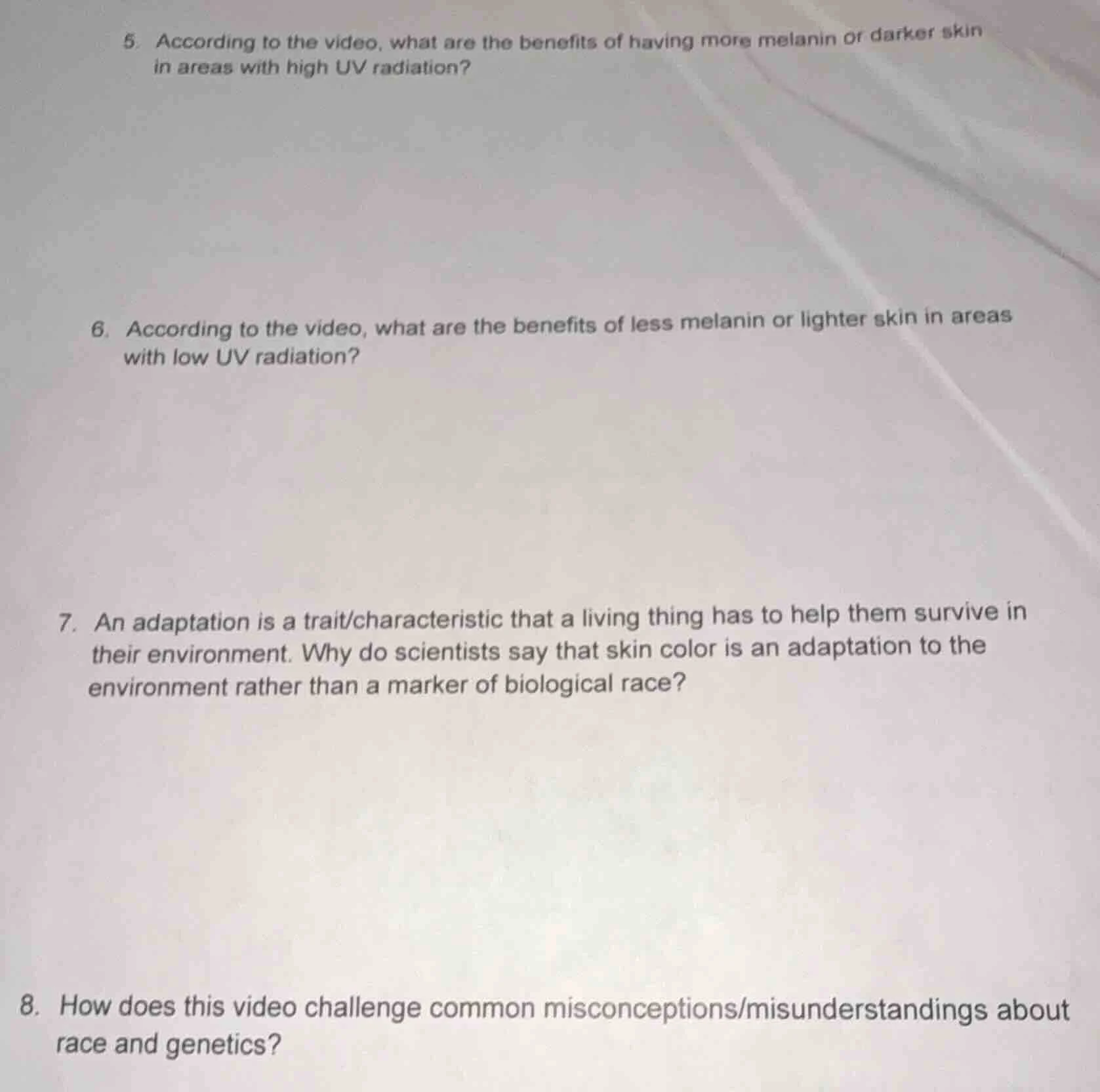5. according to the video, what are the benefits of having more melanin…