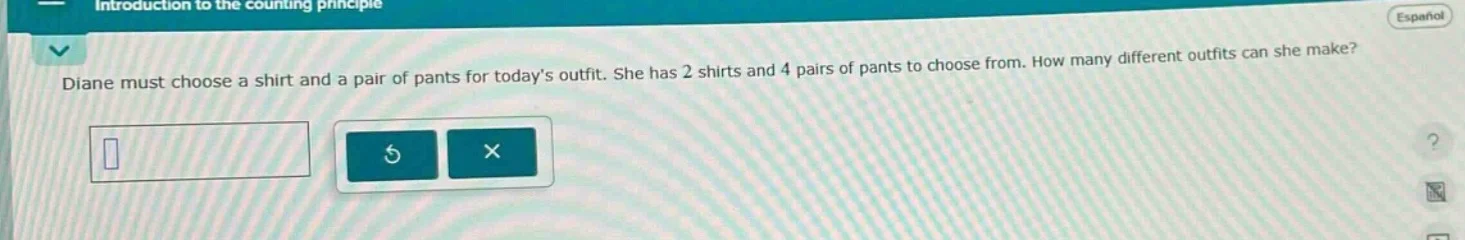 diane must choose a shirt and a pair of pants for todays outfit. she ha…