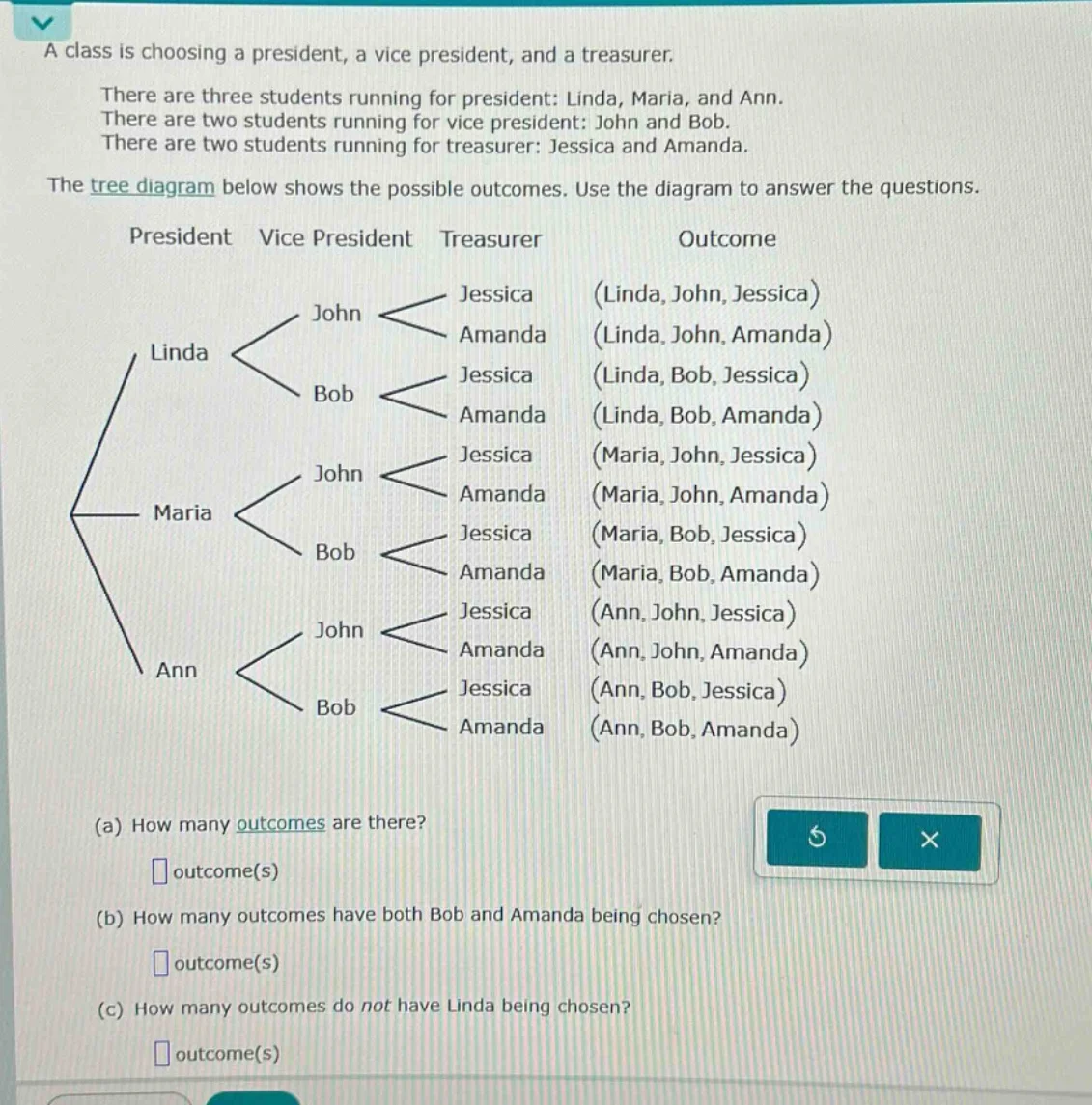 a class is choosing a president, a vice president, and a treasurer. the…