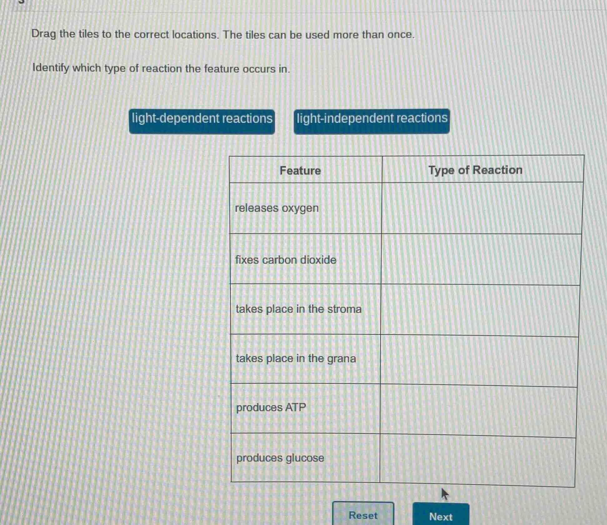 drag the tiles to the correct locations. the tiles can be used more tha…
