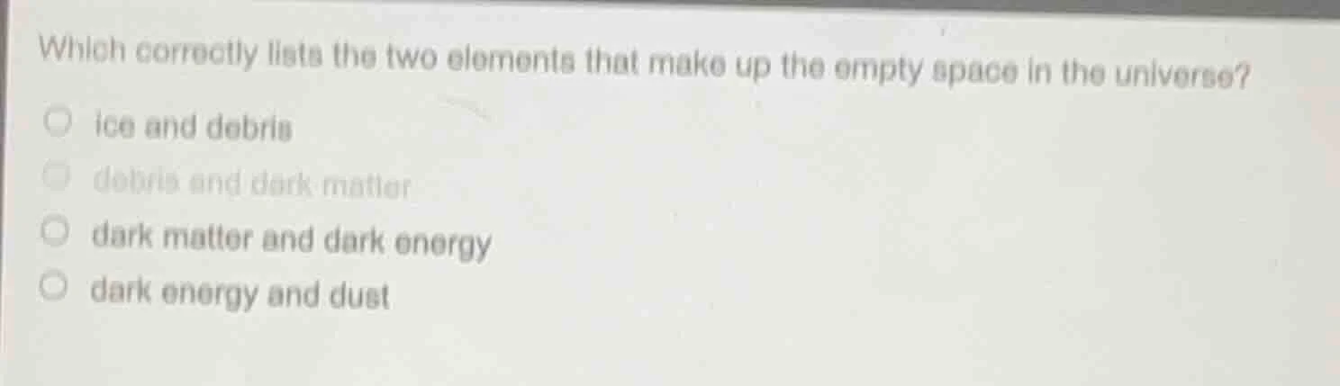 which correctly lists the two elements that make up the empty space in …