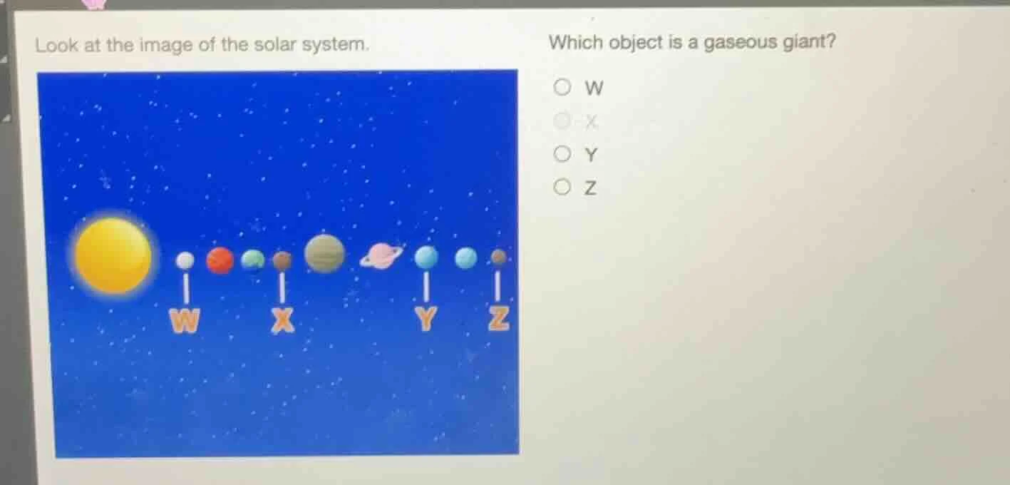 look at the image of the solar system. which object is a gaseous giant?…