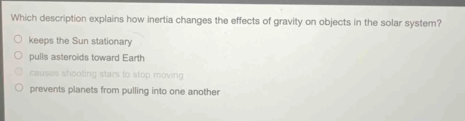 which description explains how inertia changes the effects of gravity o…