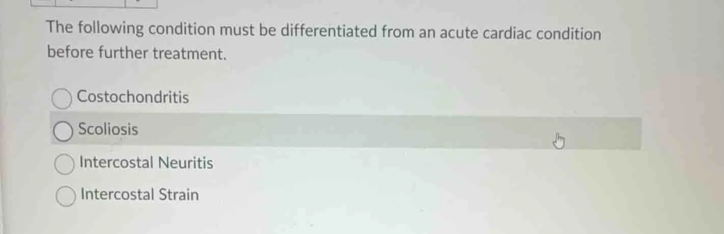 the following condition must be differentiated from an acute cardiac co…