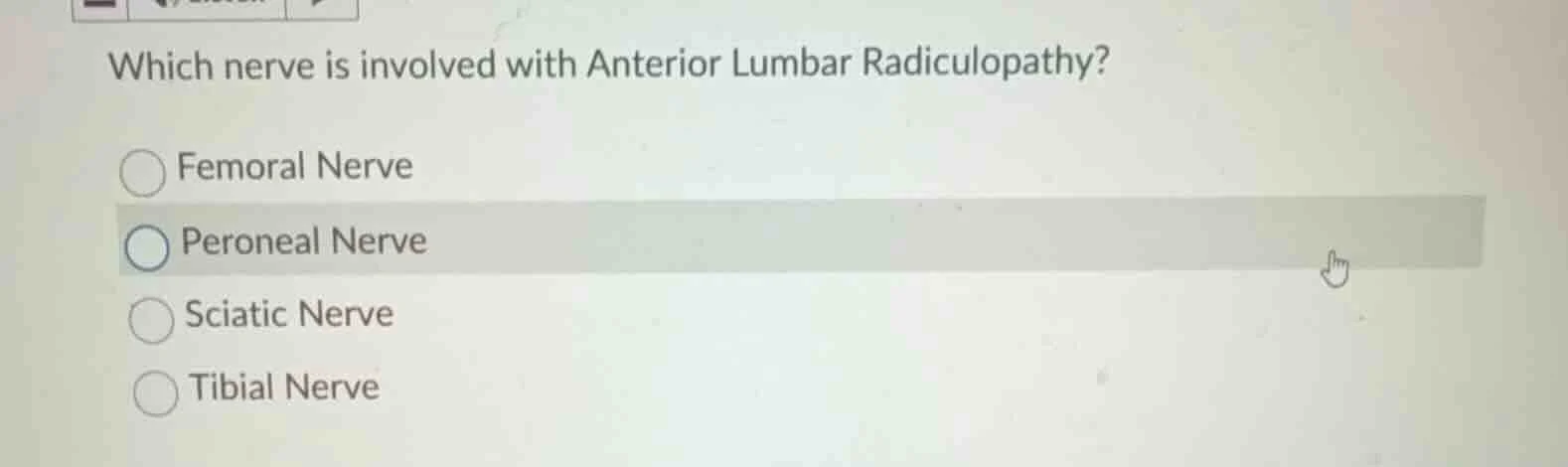 which nerve is involved with anterior lumbar radiculopathy? femoral ner…